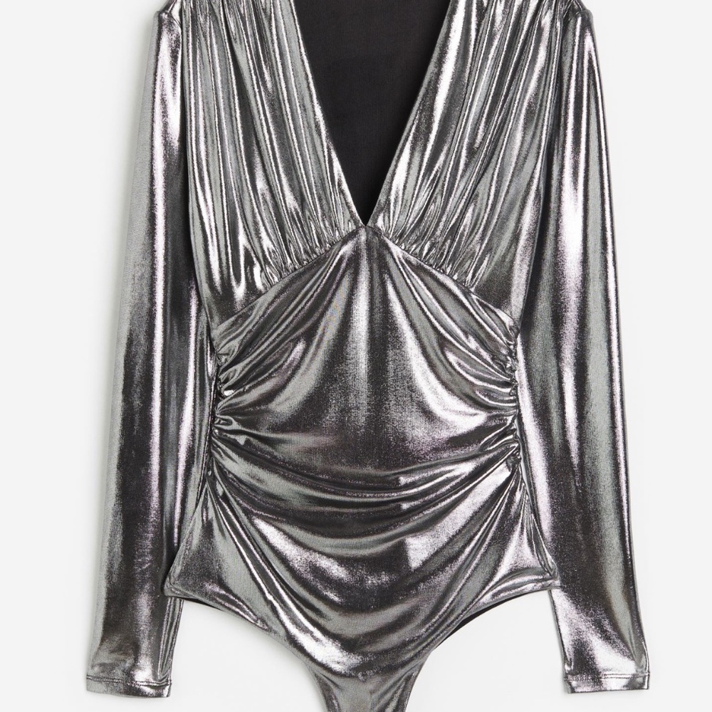 Metalic V-neck bodysuit - Picture 2 of 4